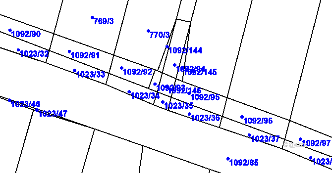 Parcela st. 1092/146 v KÚ Podolí u Mohelnice, Katastrální mapa