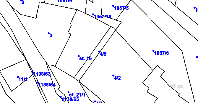 Parcela st. 4/5 v KÚ Podolí u Valašského Meziříčí, Katastrální mapa