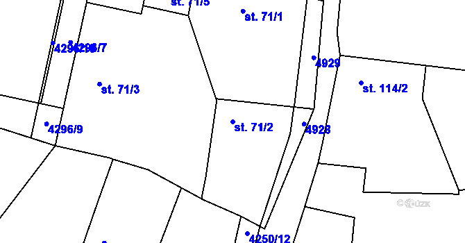 Parcela st. 71/2 v KÚ Křenovice, Katastrální mapa
