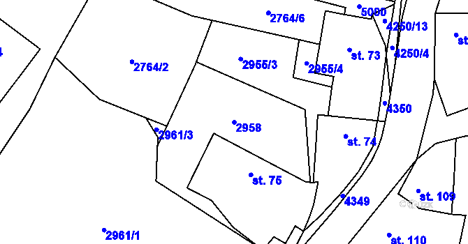 Parcela st. 2958 v KÚ Křenovice, Katastrální mapa