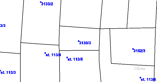 Parcela st. 3130/3 v KÚ Křenovice, Katastrální mapa