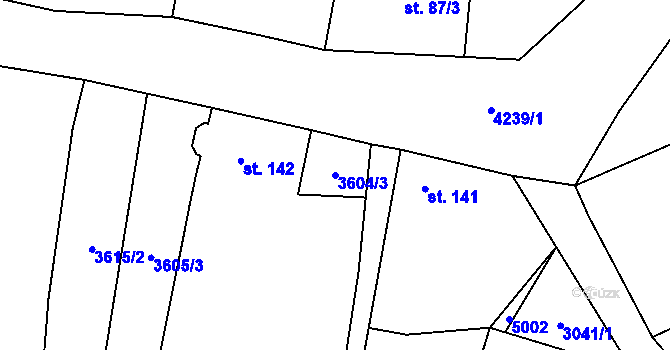 Parcela st. 3604/3 v KÚ Křenovice, Katastrální mapa