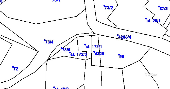Parcela st. 172/1 v KÚ Olešná nad Vltavou, Katastrální mapa