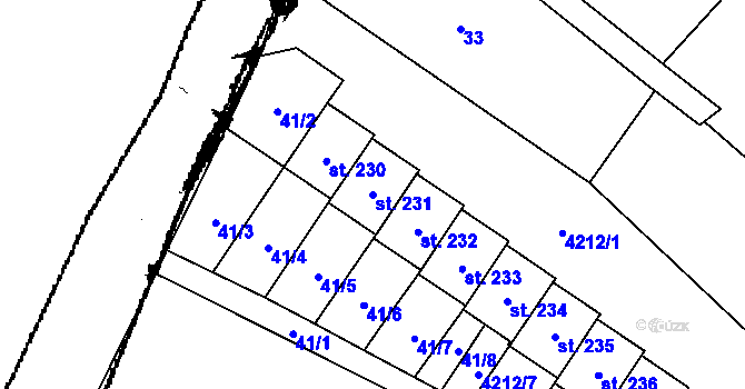 Parcela st. 231 v KÚ Olešná nad Vltavou, Katastrální mapa