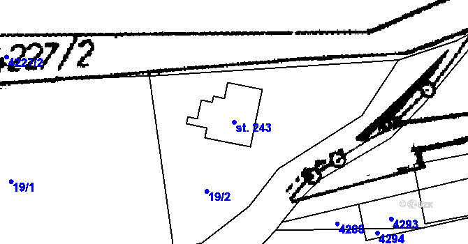 Parcela st. 243 v KÚ Olešná nad Vltavou, Katastrální mapa