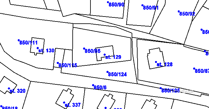 Parcela st. 129 v KÚ Podolí I, Katastrální mapa
