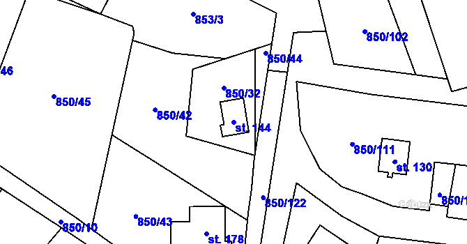 Parcela st. 144 v KÚ Podolí I, Katastrální mapa
