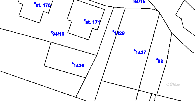 Parcela st. 94/2 v KÚ Podolí I, Katastrální mapa