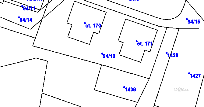 Parcela st. 94/10 v KÚ Podolí I, Katastrální mapa
