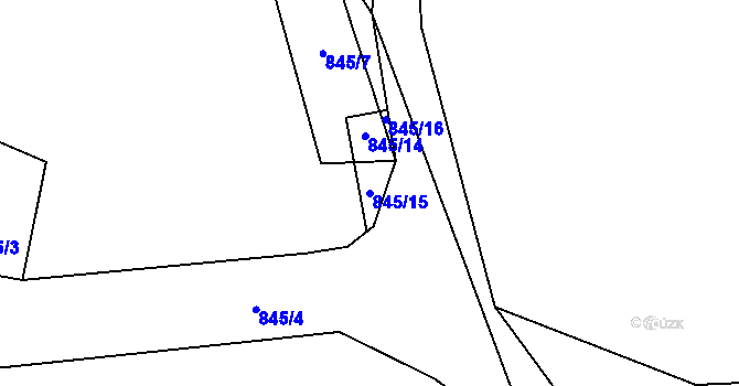 Parcela st. 845/15 v KÚ Podolí I, Katastrální mapa