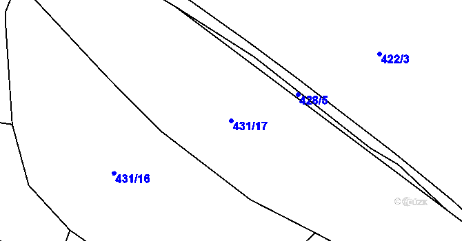 Parcela st. 431/17 v KÚ Kožlí u Čížové, Katastrální mapa