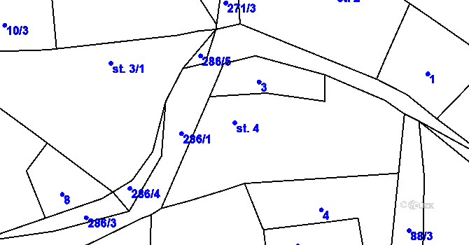 Parcela st. 4 v KÚ Křešice u Čížové, Katastrální mapa