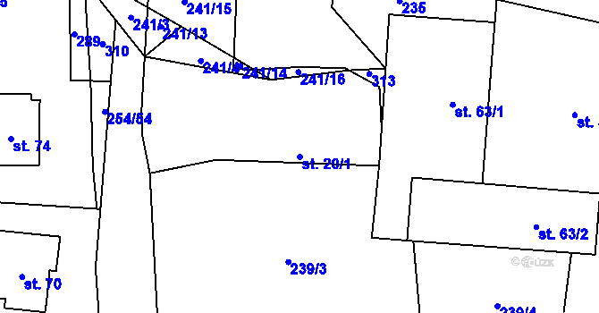 Parcela st. 20/1 v KÚ Křešice u Čížové, Katastrální mapa