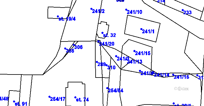 Parcela st. 20/2 v KÚ Křešice u Čížové, Katastrální mapa