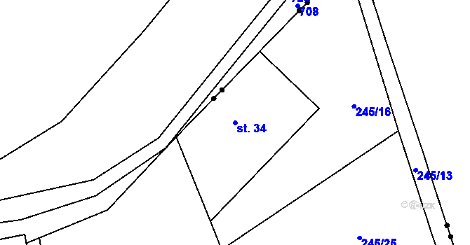 Parcela st. 34 v KÚ Křešice u Čížové, Katastrální mapa
