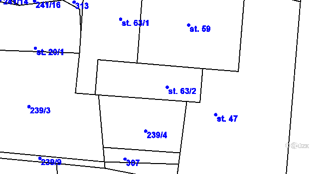 Parcela st. 63/2 v KÚ Křešice u Čížové, Katastrální mapa