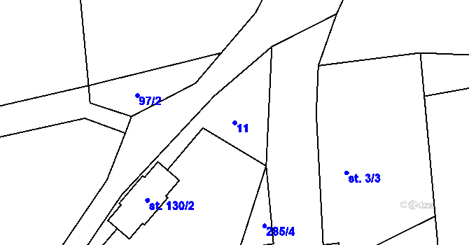 Parcela st. 11 v KÚ Křešice u Čížové, Katastrální mapa
