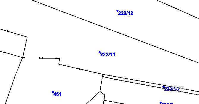 Parcela st. 222/11 v KÚ Křešice u Čížové, Katastrální mapa