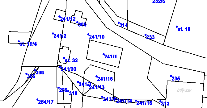 Parcela st. 241/1 v KÚ Křešice u Čížové, Katastrální mapa