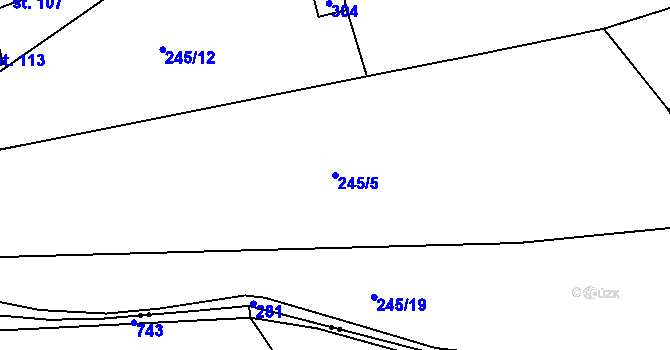 Parcela st. 245/5 v KÚ Křešice u Čížové, Katastrální mapa