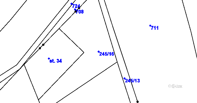 Parcela st. 245/16 v KÚ Křešice u Čížové, Katastrální mapa