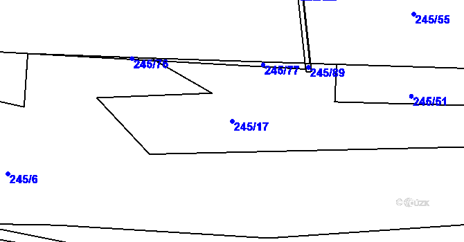 Parcela st. 245/17 v KÚ Křešice u Čížové, Katastrální mapa