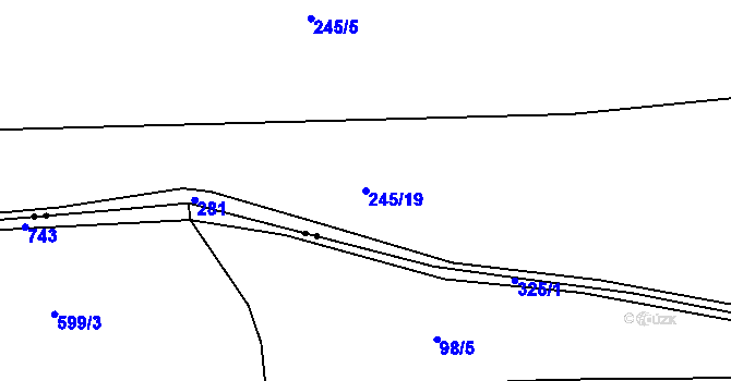 Parcela st. 245/19 v KÚ Křešice u Čížové, Katastrální mapa