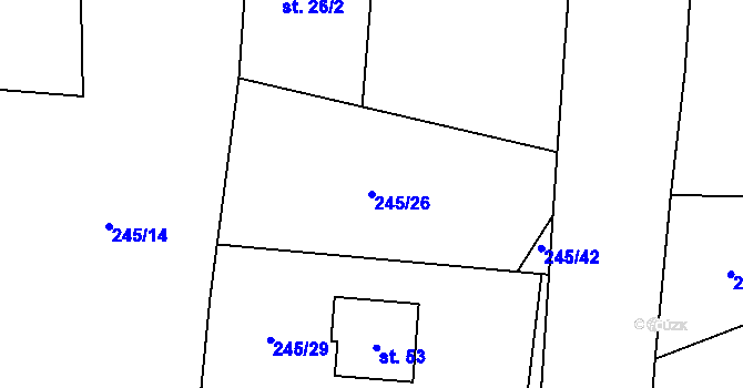 Parcela st. 245/26 v KÚ Křešice u Čížové, Katastrální mapa