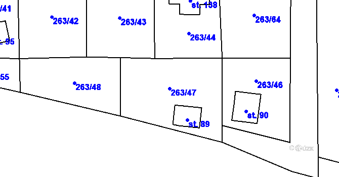 Parcela st. 263/47 v KÚ Křešice u Čížové, Katastrální mapa