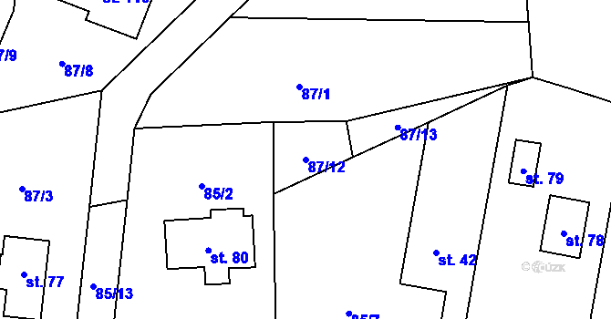 Parcela st. 87/12 v KÚ Křešice u Čížové, Katastrální mapa