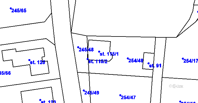 Parcela st. 115/1 v KÚ Křešice u Čížové, Katastrální mapa