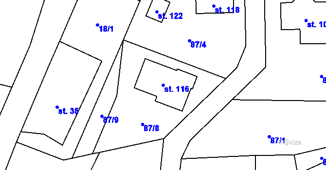 Parcela st. 116 v KÚ Křešice u Čížové, Katastrální mapa