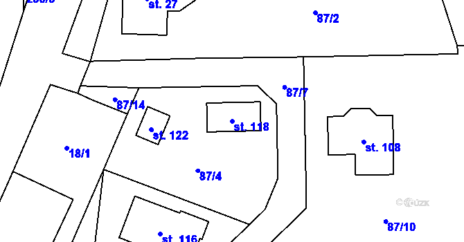 Parcela st. 118 v KÚ Křešice u Čížové, Katastrální mapa