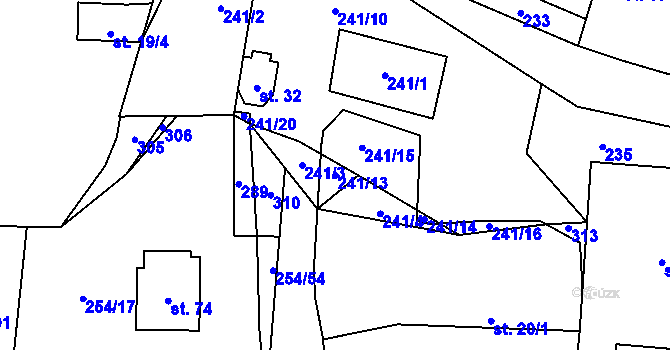 Parcela st. 241/13 v KÚ Křešice u Čížové, Katastrální mapa
