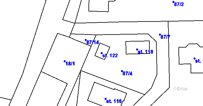Parcela st. 122 v KÚ Křešice u Čížové, Katastrální mapa