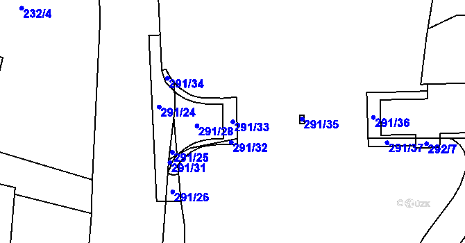 Parcela st. 291/33 v KÚ Křešice u Čížové, Katastrální mapa