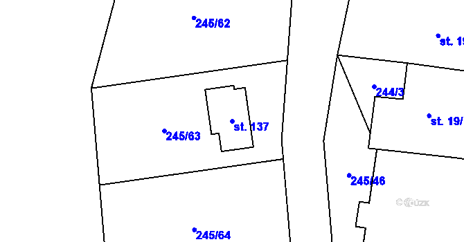 Parcela st. 137 v KÚ Křešice u Čížové, Katastrální mapa