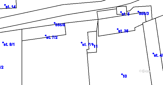 Parcela st. 7/1 v KÚ Podolí II, Katastrální mapa