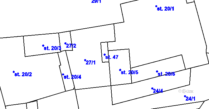 Parcela st. 47 v KÚ Podolí II, Katastrální mapa