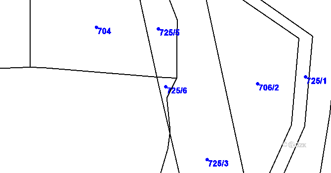 Parcela st. 725/6 v KÚ Podolí II, Katastrální mapa