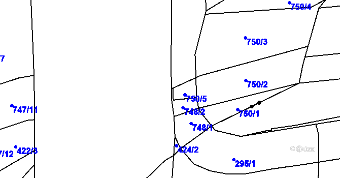 Parcela st. 749/3 v KÚ Podolí II, Katastrální mapa