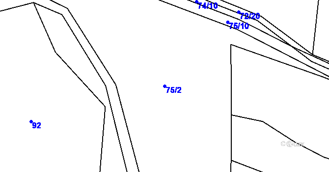 Parcela st. 75/2 v KÚ Soběšice u Předotic, Katastrální mapa