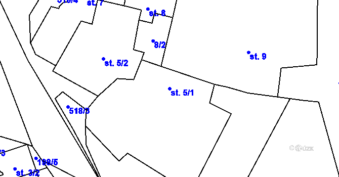 Parcela st. 5/1 v KÚ Šamonice, Katastrální mapa