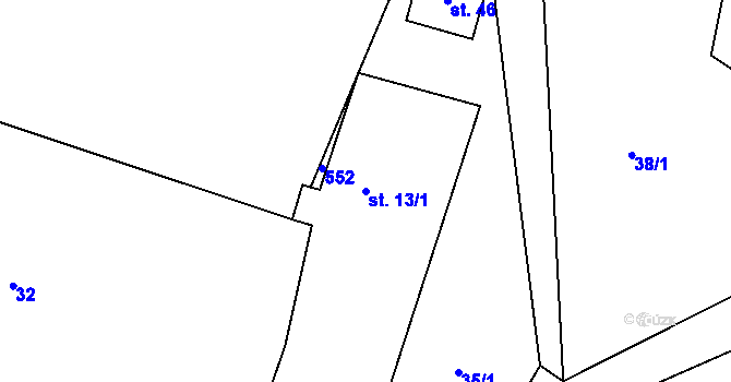 Parcela st. 13/1 v KÚ Šamonice, Katastrální mapa