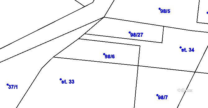 Parcela st. 98/6 v KÚ Šamonice, Katastrální mapa
