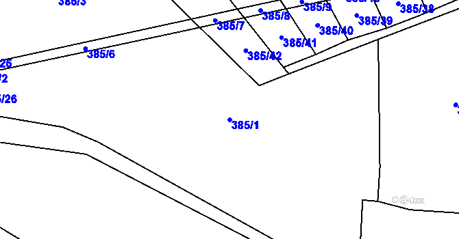 Parcela st. 385/1 v KÚ Šamonice, Katastrální mapa