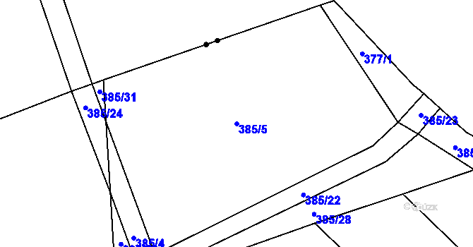 Parcela st. 385/5 v KÚ Šamonice, Katastrální mapa