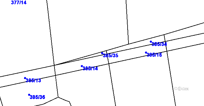 Parcela st. 385/35 v KÚ Šamonice, Katastrální mapa