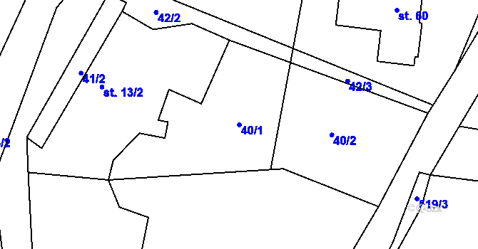 Parcela st. 40/1 v KÚ Šamonice, Katastrální mapa