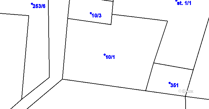 Parcela st. 10/1 v KÚ Třebkov, Katastrální mapa
